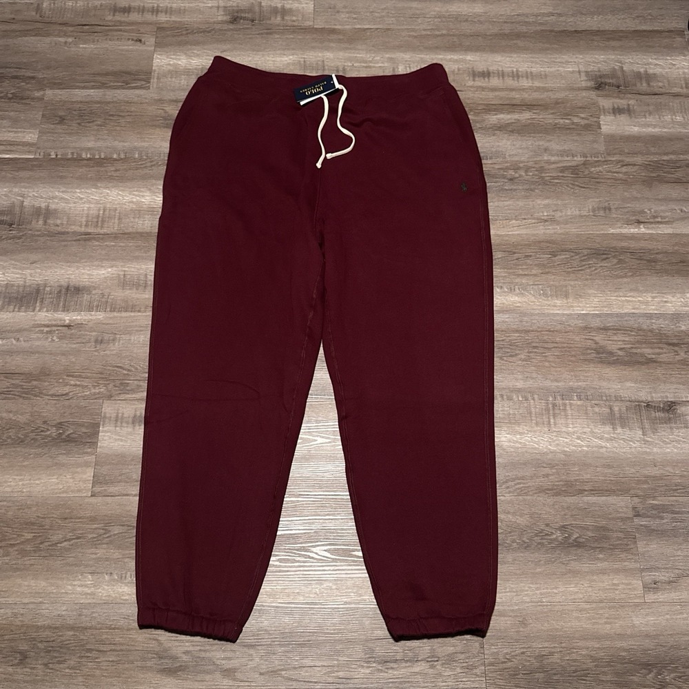NEW Polo Ralph Lauren Men's Size XLT Wine Red Fleece Jogger Pants XL TALL